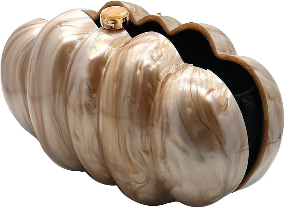 Women Puff Acrylic Clutch Purse Glitter Marble Acrylic Handbag Unique Evening Bag Chain Shoulder Bag for Party Prom