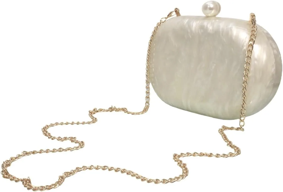 Women Puff Acrylic Clutch Purse Glitter Marble Acrylic Handbag Unique Evening Bag Chain Shoulder Bag for Party Prom