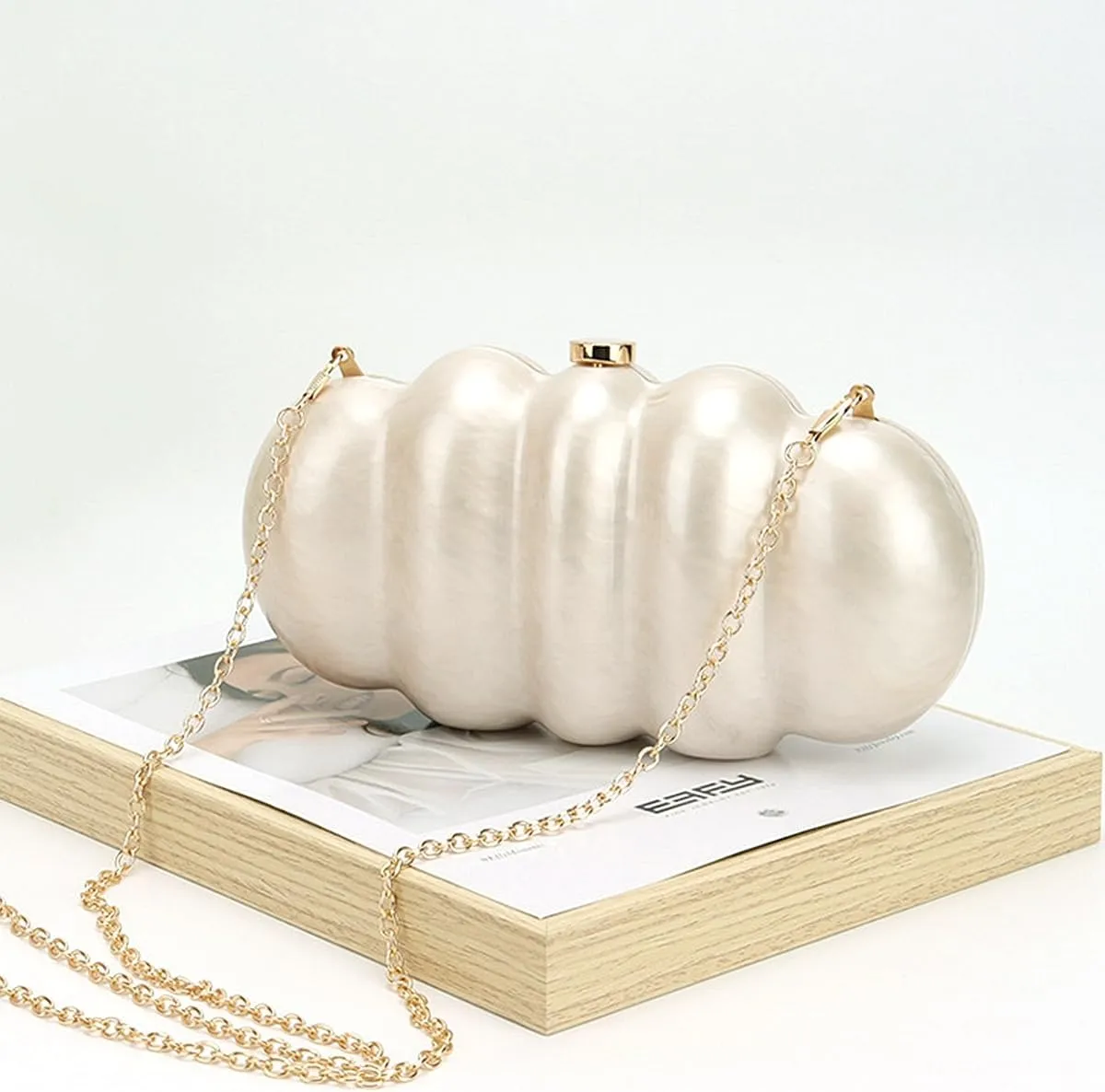 Women Puff Acrylic Clutch Purse Glitter Marble Acrylic Handbag Unique Evening Bag Chain Shoulder Bag for Party Prom
