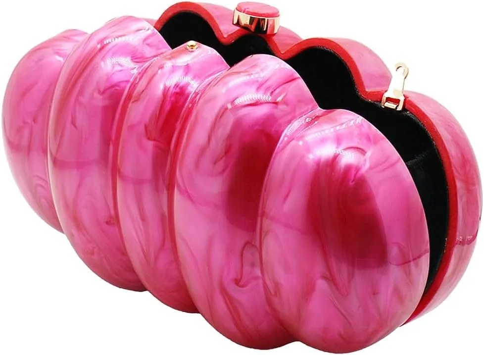 Women Puff Acrylic Clutch Purse Glitter Marble Acrylic Handbag Unique Evening Bag Chain Shoulder Bag for Party Prom