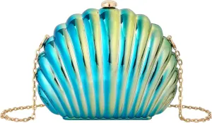 Women Seashell Evening Bag Purse Mermaid Chain Strap Clutch Handbag Shoulder Bag