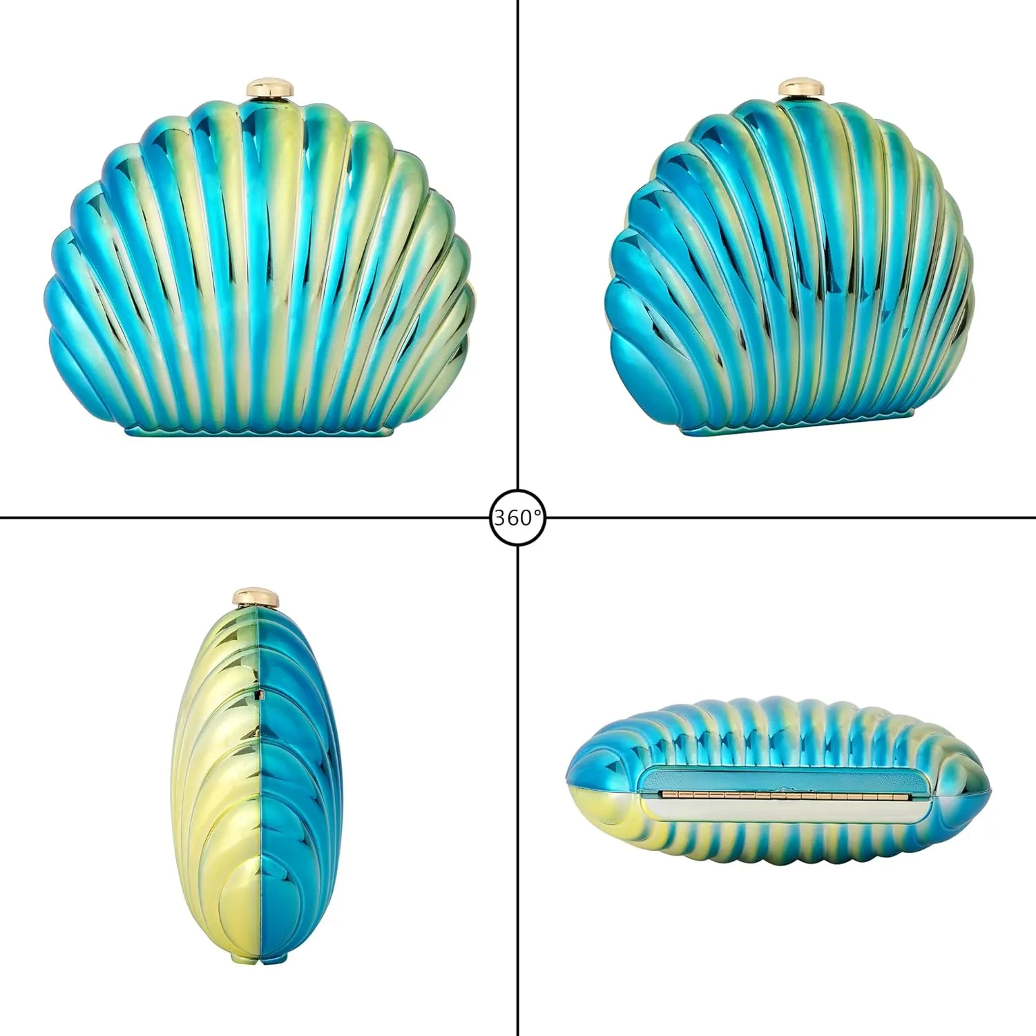 Women Seashell Evening Bag Purse Mermaid Chain Strap Clutch Handbag Shoulder Bag