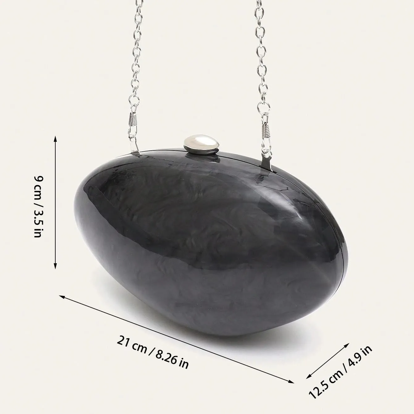 Women Shell Shape Acrylic Evening Clutch Purse Shiny Egg Marble Handbag Wedding Party Prom Shoulder Bag