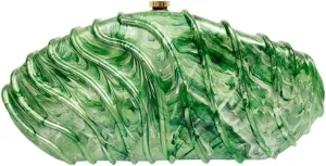 Women Shell Shape Acrylic Evening Clutch Purse Unique Stripe Marble Handbag for Party Cocktail Wedding