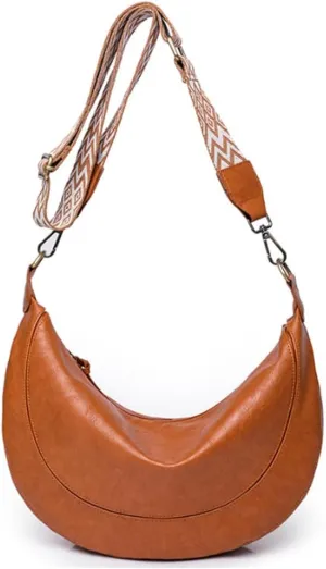 Women Shoulder Bag Chest Pack Purse PU Retro Wide Shoulder Strap Crossbody Bags