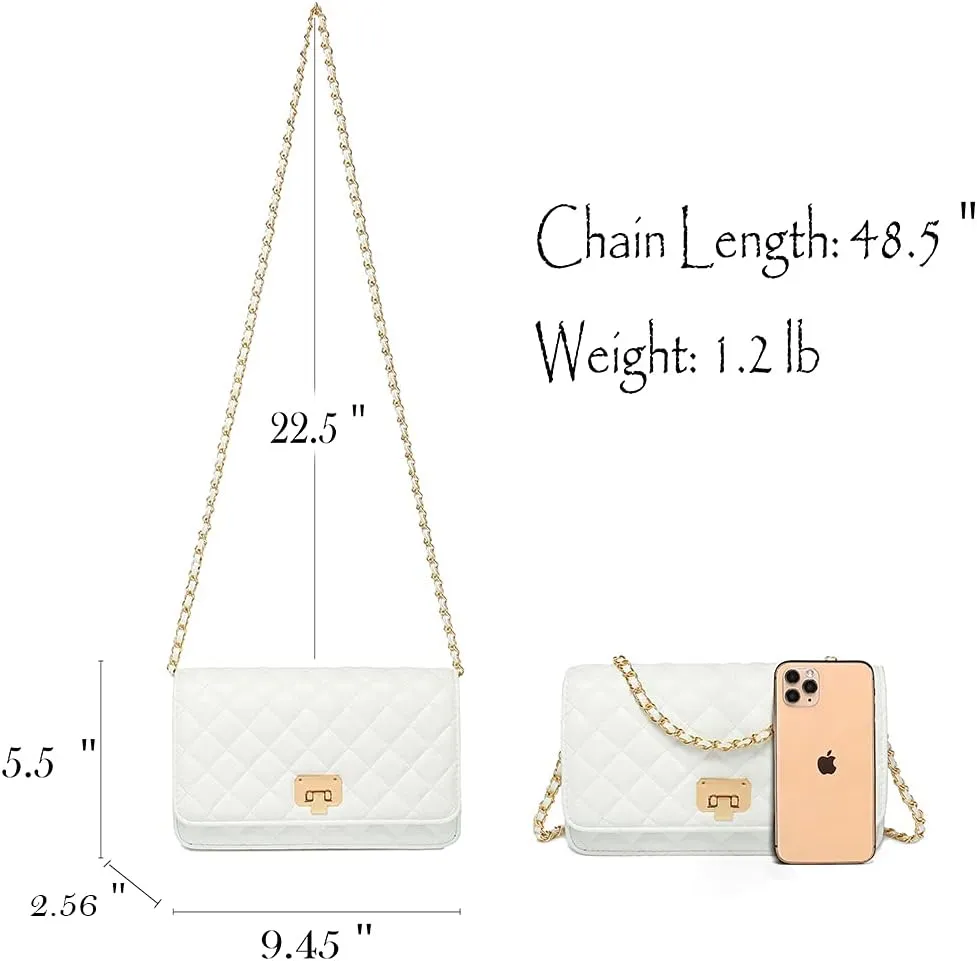Women Shoulder Bag Grid Crossbody Handbag Daily Leather Stylish Evening Chain Bag