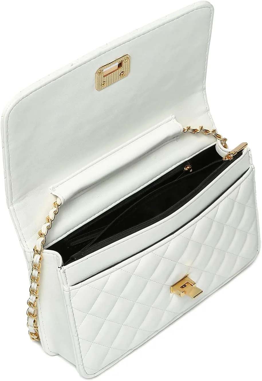 Women Shoulder Bag Grid Crossbody Handbag Daily Leather Stylish Evening Chain Bag