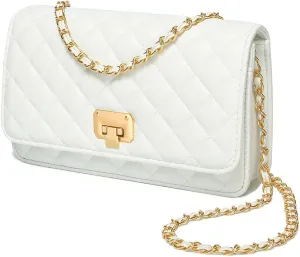 Women Shoulder Bag Grid Crossbody Handbag Daily Leather Stylish Evening Chain Bag