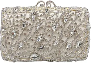 Women Sparkling Rhinestone Clutch Purse Seaweed Crystal Evening Bag Wedding Handbag Shoulder Bag for Prom Party
