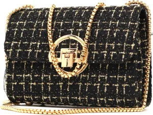 Women Tweed Small Shoulder Bag Handbag and Purse Fashion Ladies Chain Quilted Crossbody Bag Evening Bag Clutch