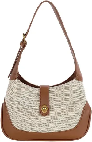 Women Vintage French Armpit Shoulder Bag Contrast Color Tote Dumpling Bag French Underarm Bag Satchel Hobo Dating Purs
