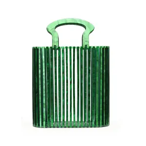 Women's Beach Acrylic Evening Clutch Bag Bucket Hand Twist Hollow Bag