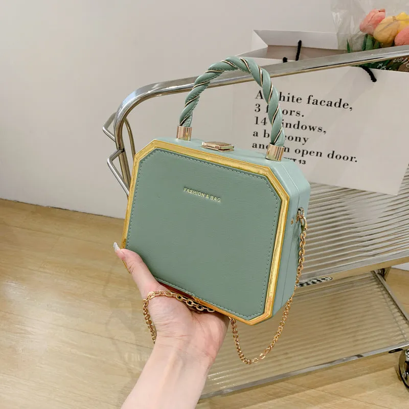 Women's Box Fashion Chain Advanced Texture Twist Crossbody Bags