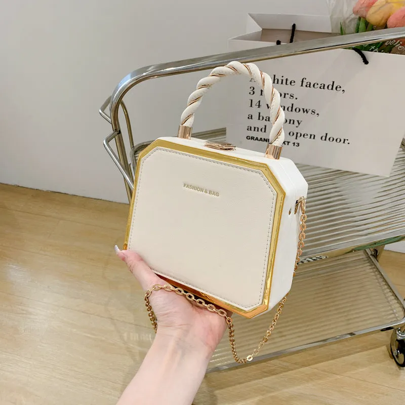 Women's Box Fashion Chain Advanced Texture Twist Crossbody Bags