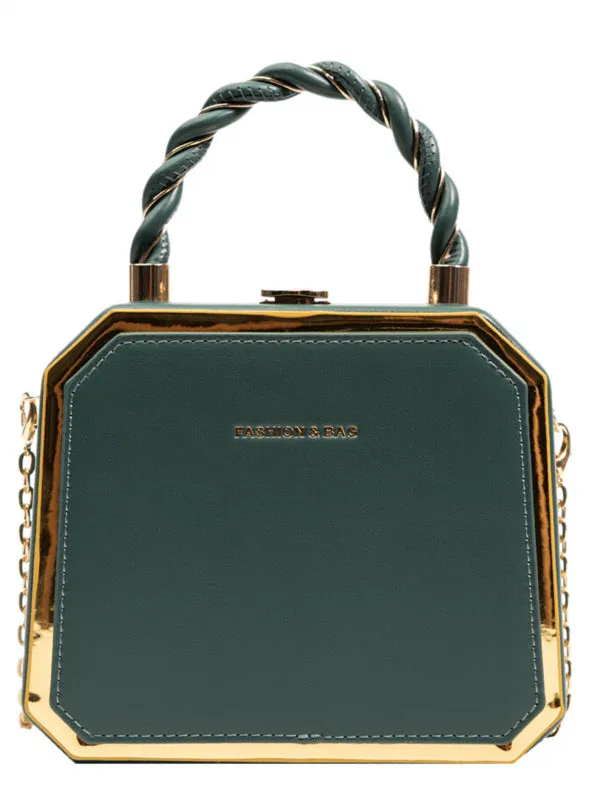 Women's Box Fashion Chain Advanced Texture Twist Crossbody Bags