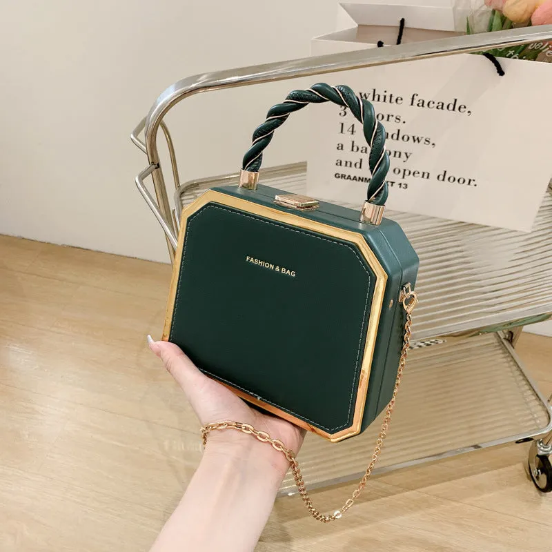 Women's Box Fashion Chain Advanced Texture Twist Crossbody Bags