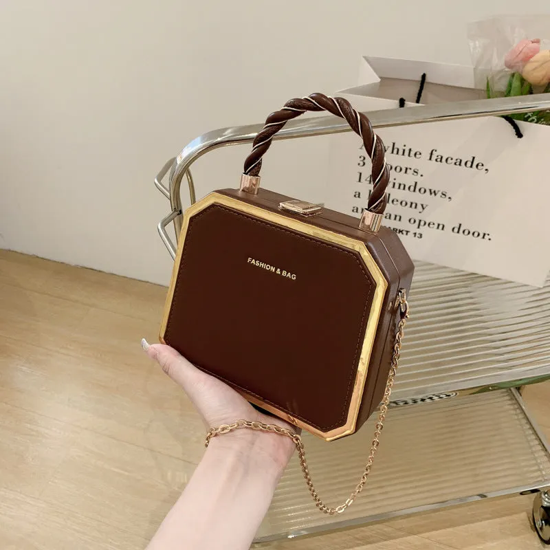 Women's Box Fashion Chain Advanced Texture Twist Crossbody Bags