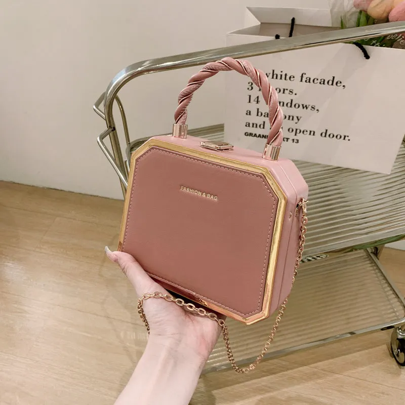 Women's Box Fashion Chain Advanced Texture Twist Crossbody Bags