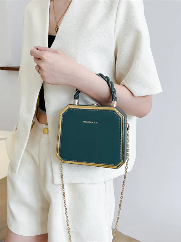 Women's Box Fashion Chain Advanced Texture Twist Crossbody Bags