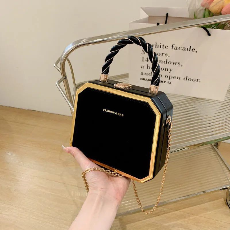 Women's Box Fashion Chain Advanced Texture Twist Crossbody Bags