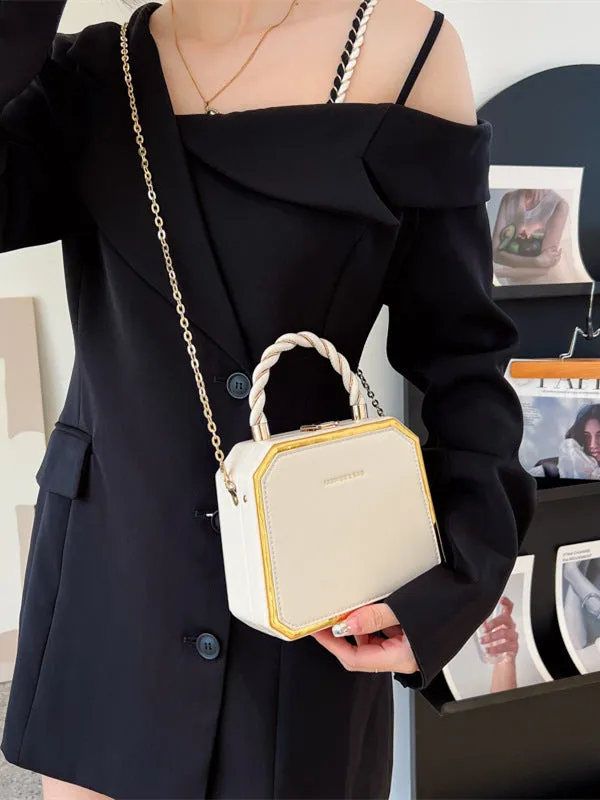 Women's Box Fashion Chain Advanced Texture Twist Crossbody Bags