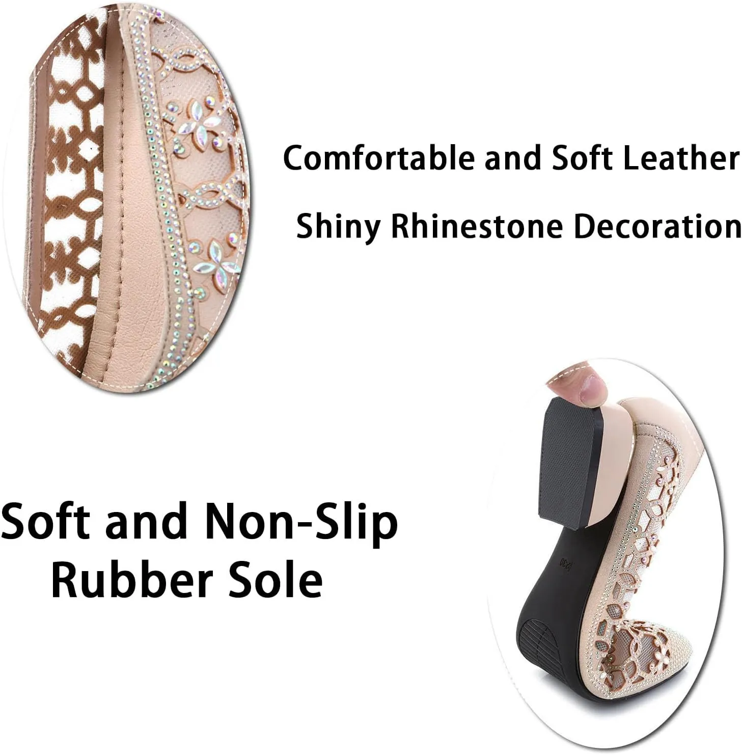Women‘s Breathable Hollow Rhinestone Low Chunky Heel Pumps,Summer Closed Square Toe Backless for Wedding Work Evening Dress Shoes Soft Non-Slip Slip-On Classic Party Shoes with Glitter