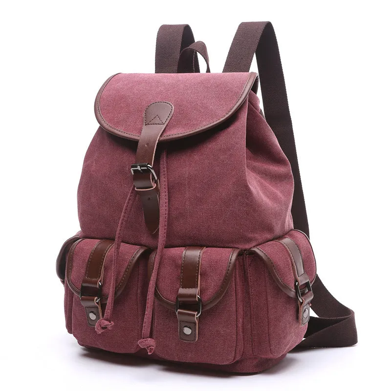 Women's Canvas Korean Style Trendy Solid Color Backpacks