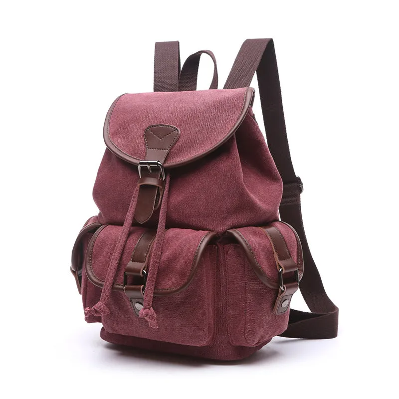 Women's Canvas Korean Style Trendy Solid Color Backpacks