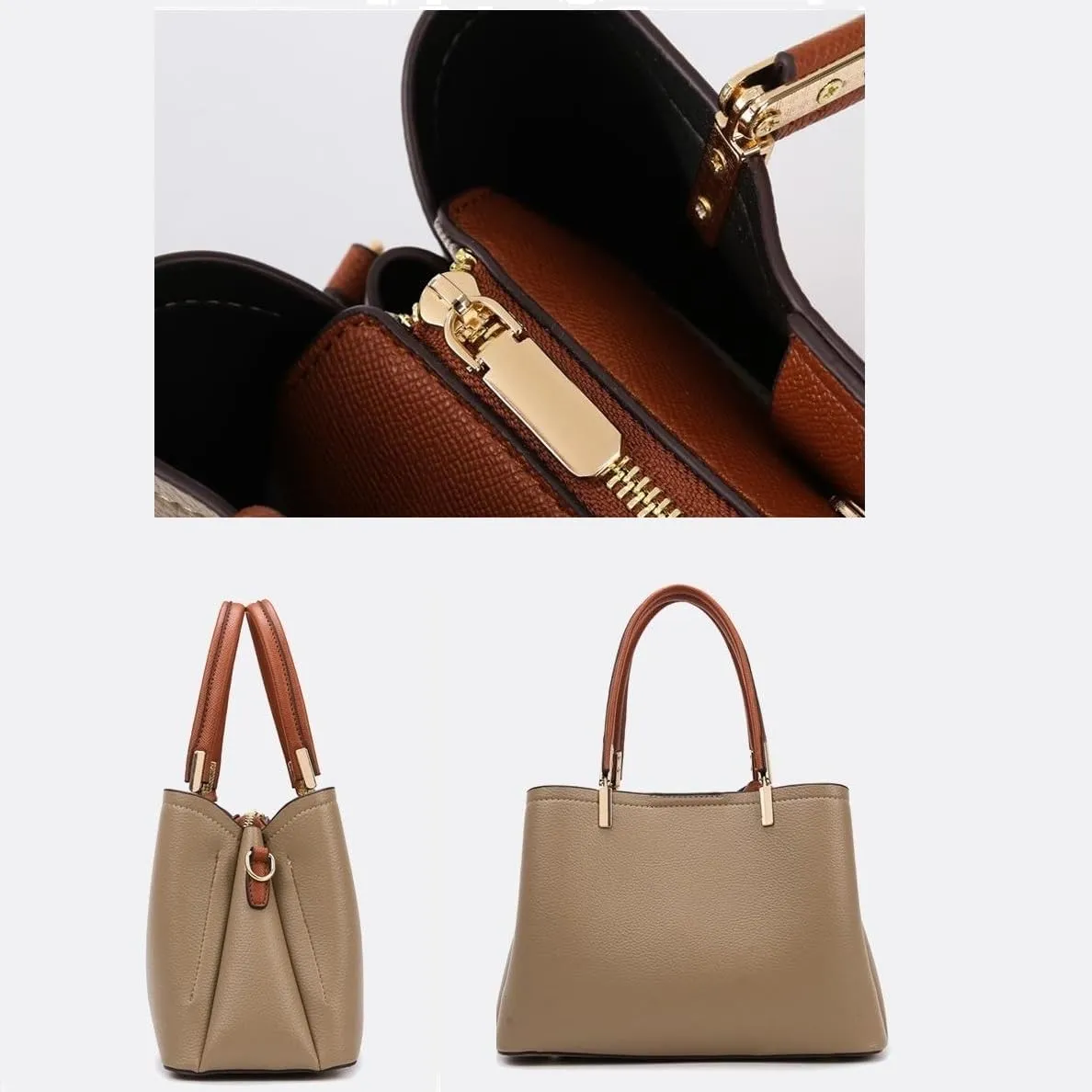 Women's Commuter Handbags Color Contrast Large Capacity Shoulder Bags Synthetic Leather Crossbody Bag Zipper Purses