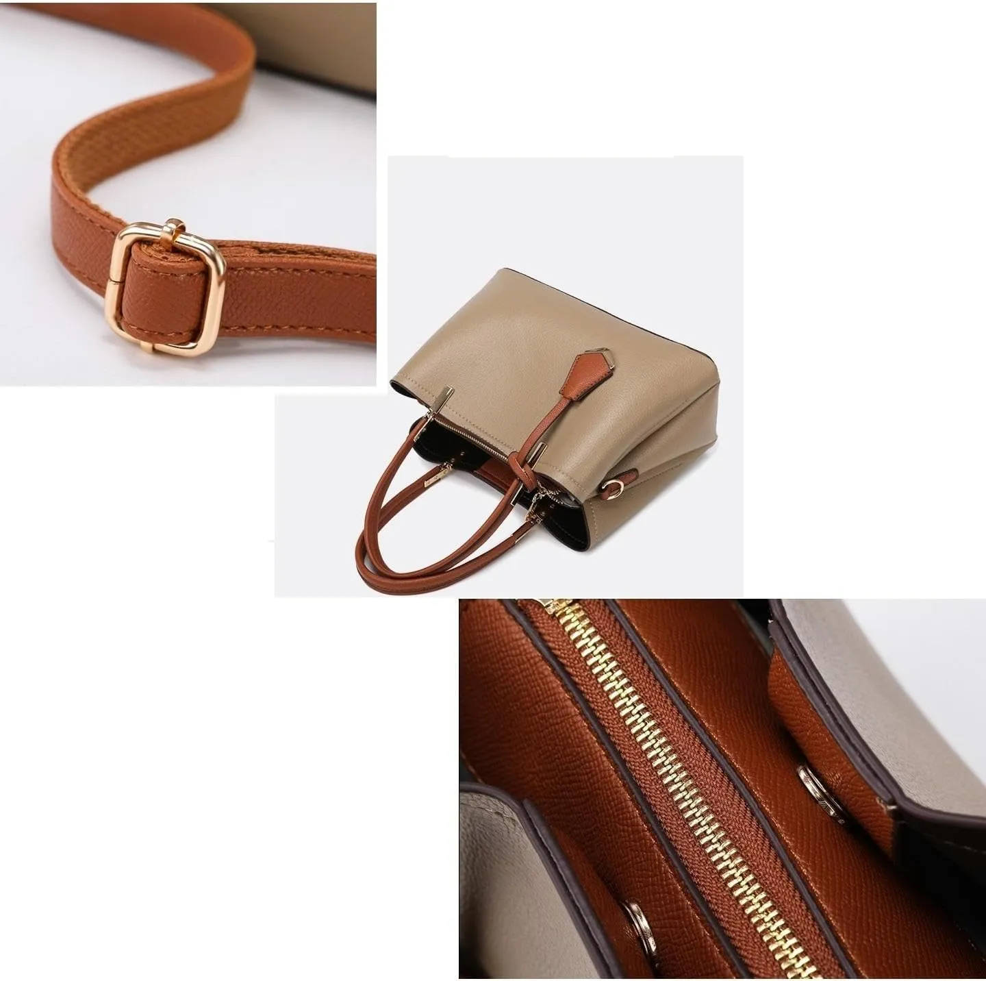 Women's Commuter Handbags Color Contrast Large Capacity Shoulder Bags Synthetic Leather Crossbody Bag Zipper Purses