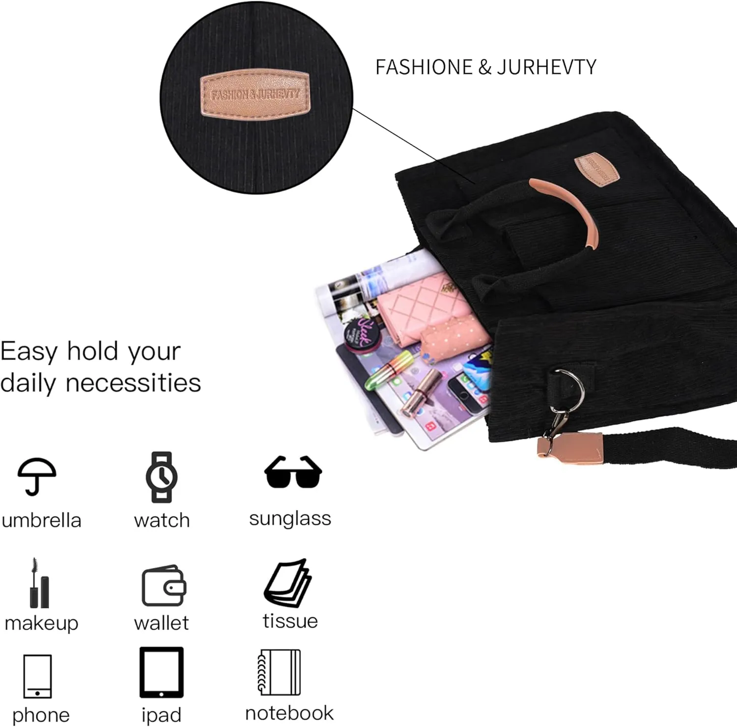 Womens Corduroy Tote Bag with Pockets Fall Winter Fashion Crossbody Bag Cute Handbag Charm Satchel