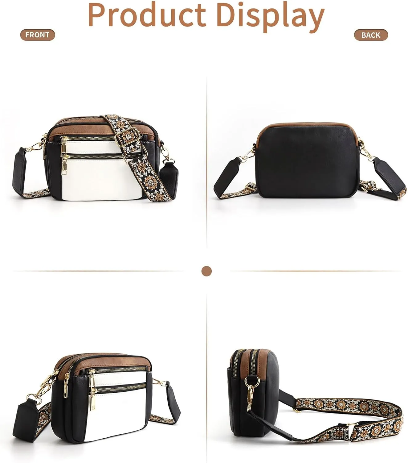 Women's crossbody bag,Checkerboard pattern color-block crossbody bag,Color-blocked crossbody bag,Multi-function crossbody bag