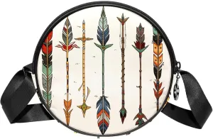 Women's Crossbody Handbags, Travel Purse, colorful pattern feather and arrows