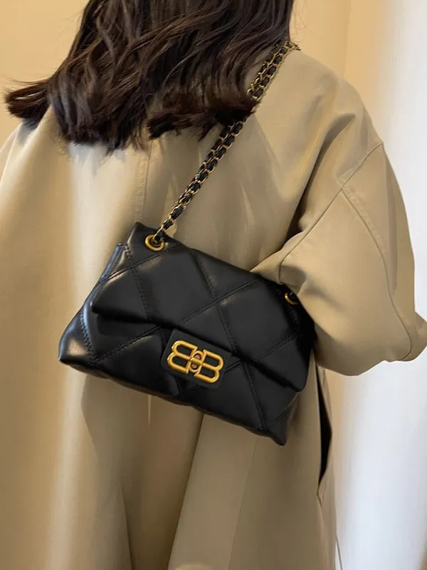 Women's Diamond Style Retro Chain Textured Crossbody Bags
