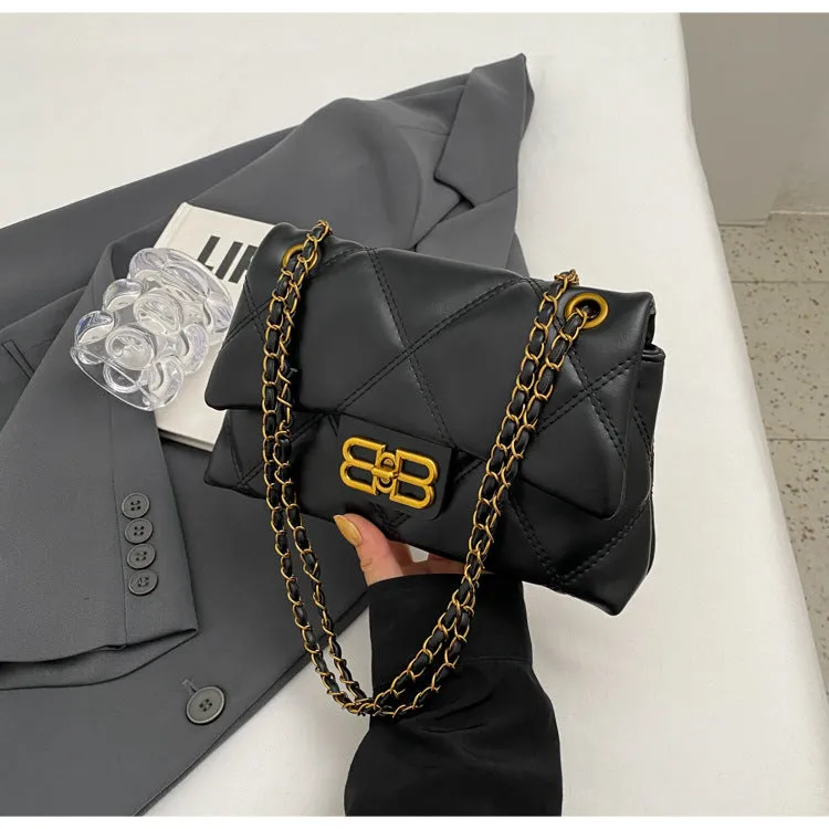 Women's Diamond Style Retro Chain Textured Crossbody Bags