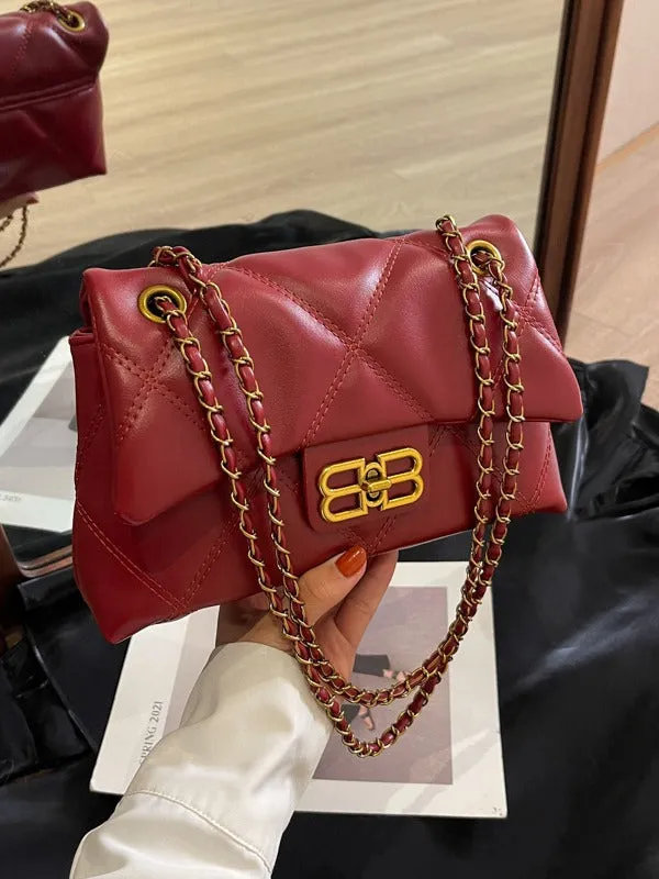 Women's Diamond Style Retro Chain Textured Crossbody Bags