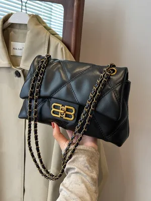 Women's Diamond Style Retro Chain Textured Crossbody Bags