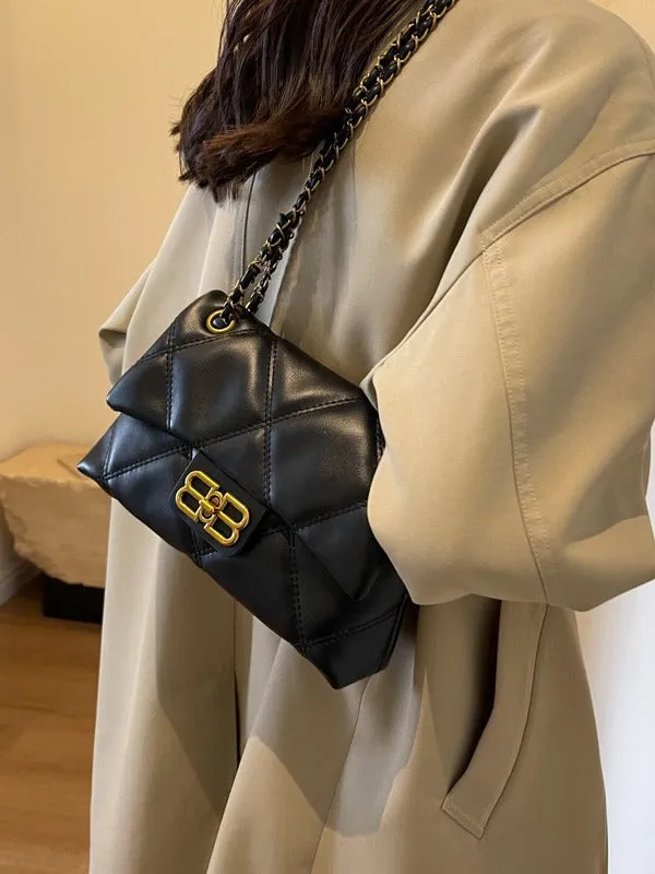 Women's Diamond Style Retro Chain Textured Crossbody Bags