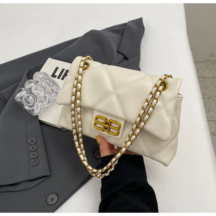 Women's Diamond Style Retro Chain Textured Crossbody Bags