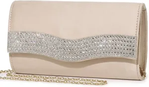 Women's Evening Bags Faux Suede Envelope Clutch Purse Shiny Rhinestone Women Handbags for Wedding Party Prom