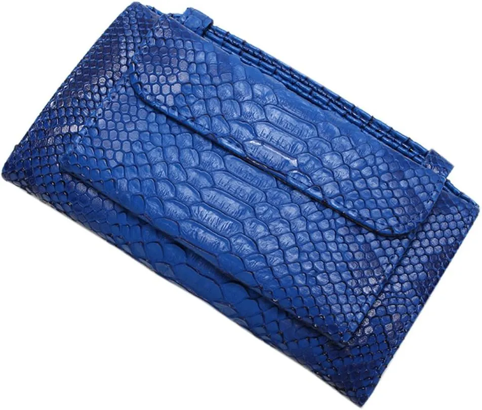 Womens Genuine Leather Snakeskin Crossbody Purse Tote Handbag Clutch Wallet with Chain
