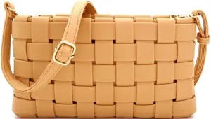 Womens Girls Gold Chain Accent Vegan Leather Clutch Purse Tote Handbag Crossbody