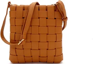 Womens Girls Gold Chain Accent Vegan Leather Clutch Purse Tote Handbag Crossbody