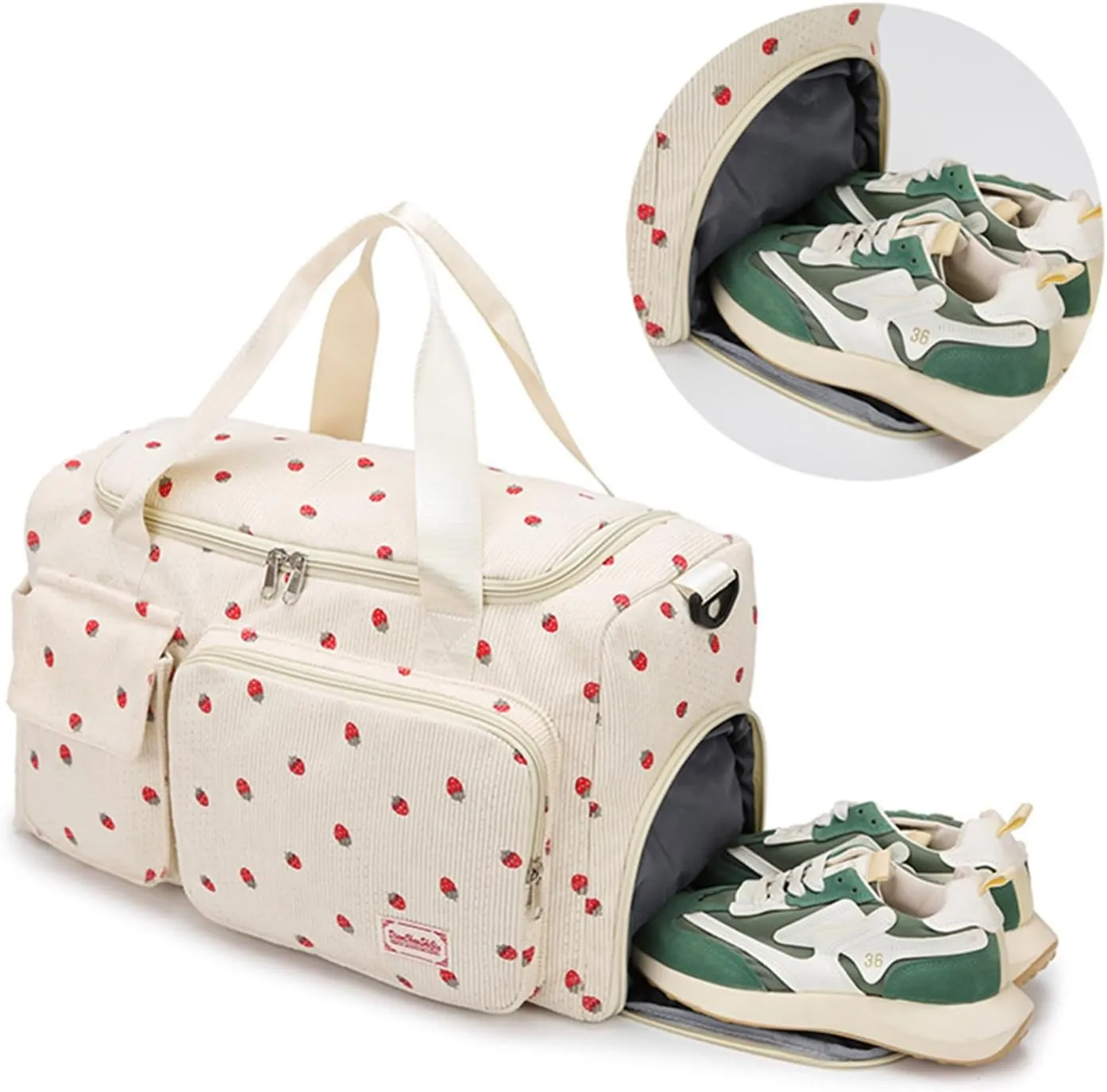 Women's Lightweight Gym Travel Duffle Bag with Shoe Compartment, Carry-On Weekender Overnight Bag for Fitness, Work, Weekend Trips (Green)