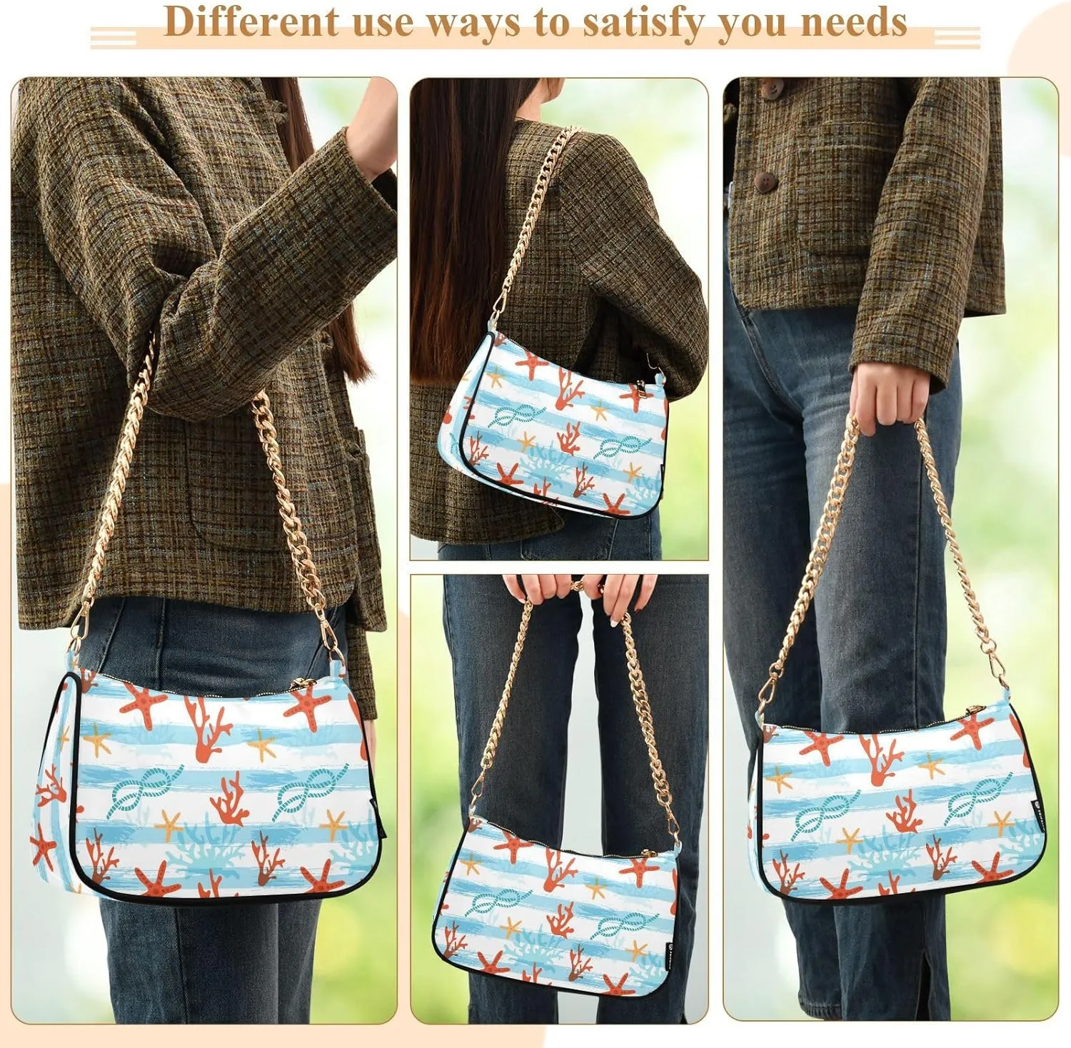 Womens Shoulder Bag Crossbody Purse Hobo Handbag for Ladies Gold Chain