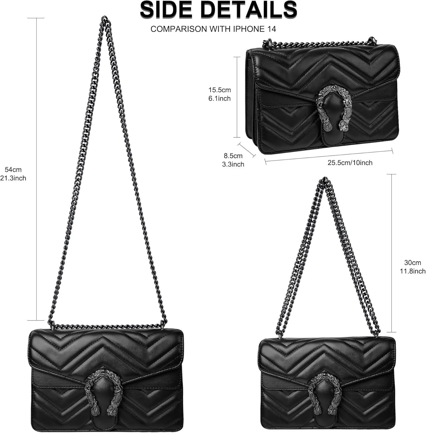 Women's Snake Print Crossbody Shoulder Bag PU Leather Satchel Chain Purse Evening Clutch Handbag
