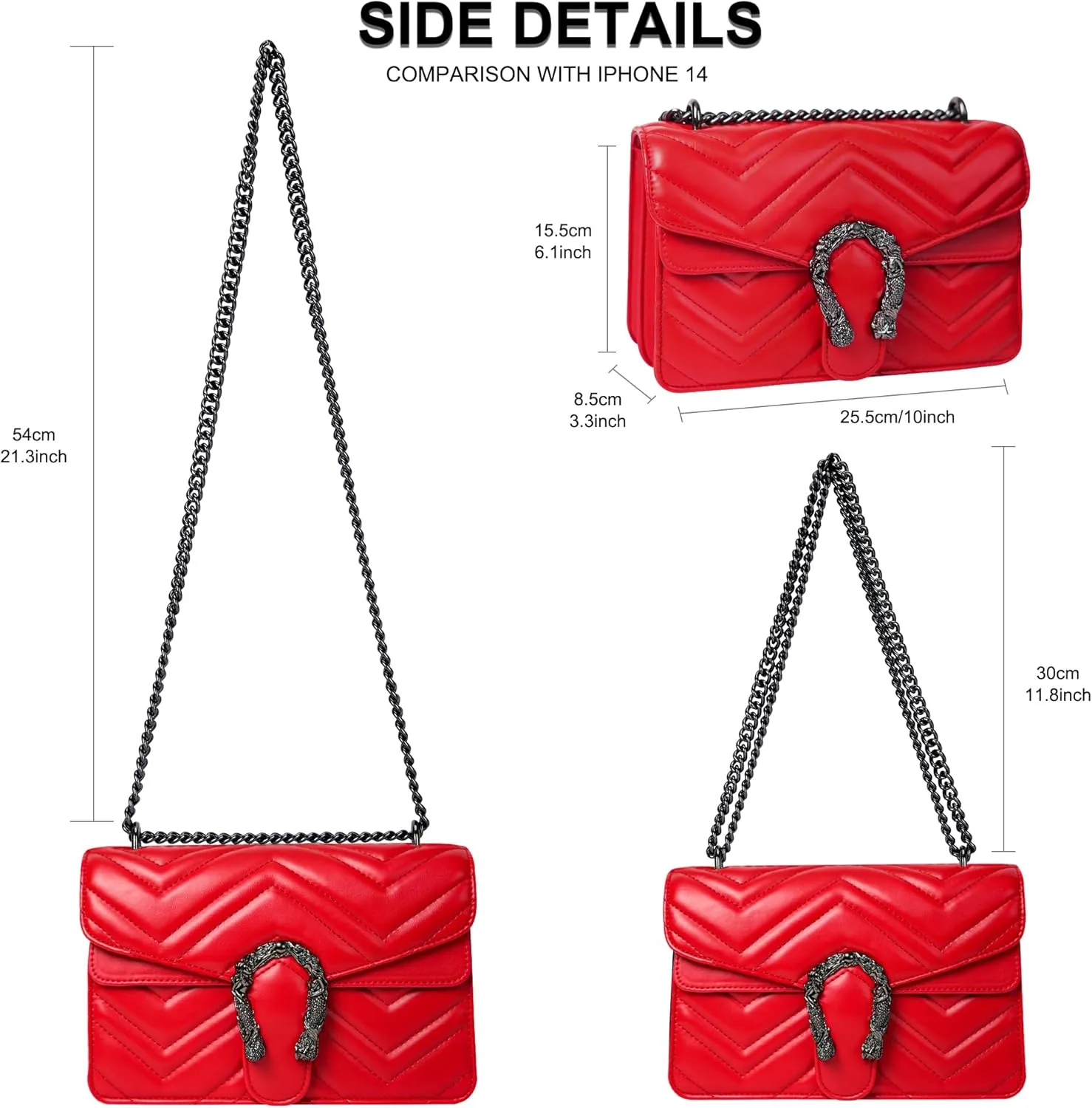 Women's Snake Print Crossbody Shoulder Bag PU Leather Satchel Chain Purse Evening Clutch Handbag
