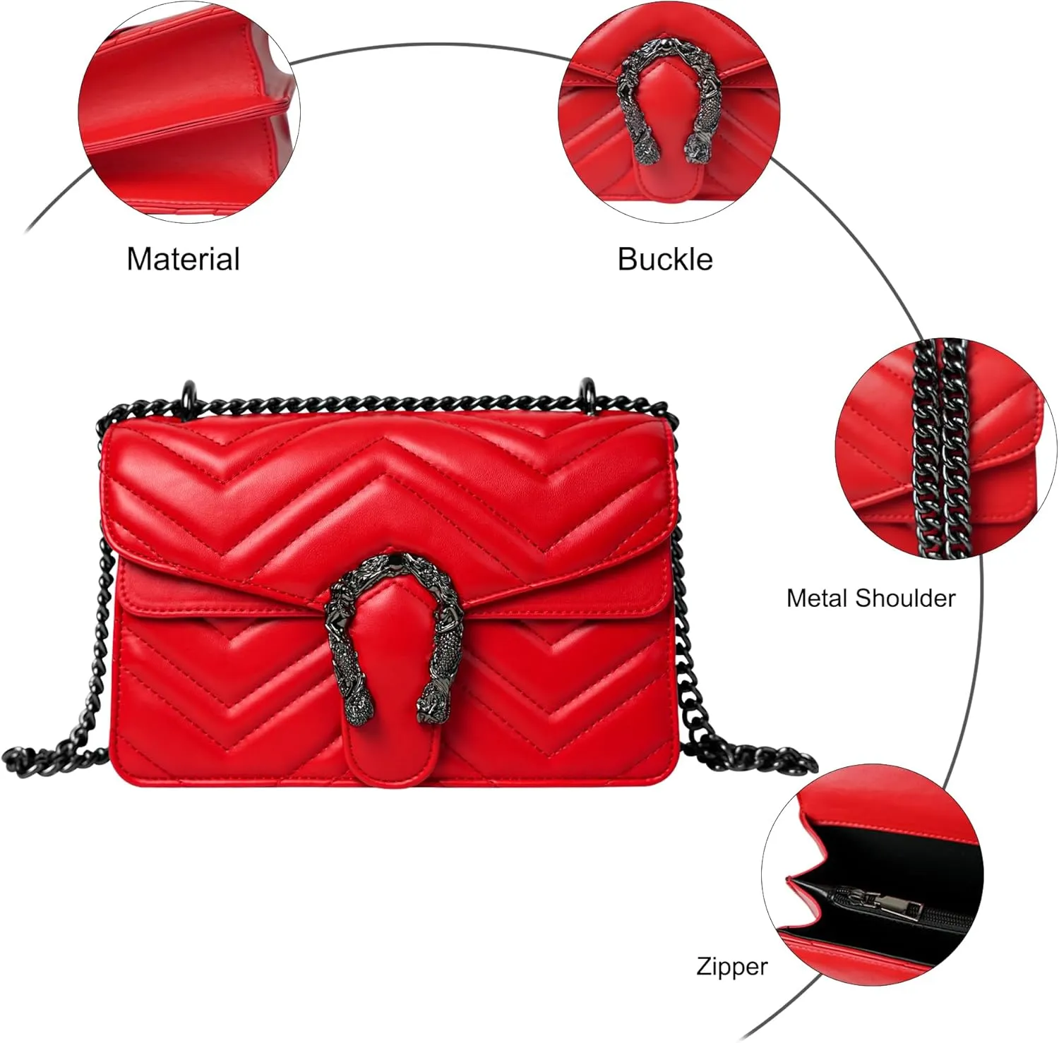 Women's Snake Print Crossbody Shoulder Bag PU Leather Satchel Chain Purse Evening Clutch Handbag
