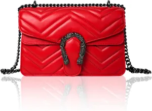 Women's Snake Print Crossbody Shoulder Bag PU Leather Satchel Chain Purse Evening Clutch Handbag