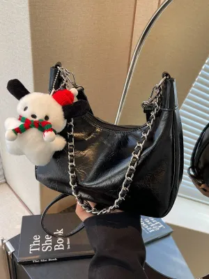Women's Soft Leather Large Capacity Underarm Chain Crossbody Bags